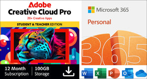 Adobe Creative Cloud Pro for Students & Teachers 1-Year Subscription (New PRO Version!) with Microsoft Office 365 Personal