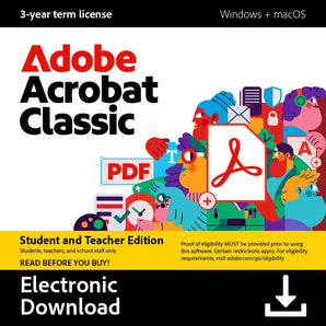 Adobe Acrobat Classic Student & Teacher Edition | PDF Software | 3-year term license | [PC/Mac Online Code] | PRICE DROP!!