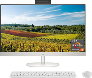 HP 27" FHD AMD Ryzen 5 16GB RAM 512GB SSD All-in-One with Integrated Webcam & Office 2024 (Refurbished) (While They Last!)