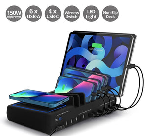 SIIG 10-Port USB-A/C & Wireless Charging Station