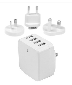 StarTech 4-Port USB Wall Charger with Universal Worldwide Power Adapter